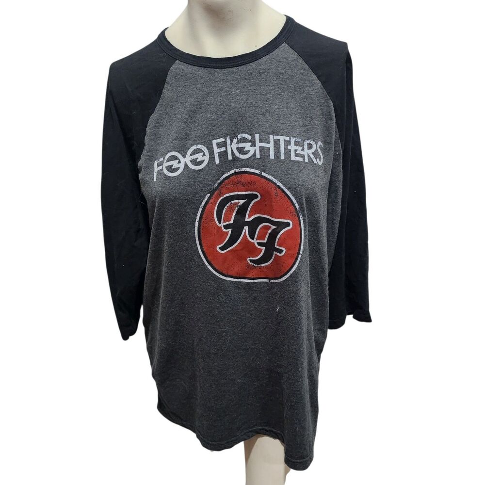 Foo Fighters Band T Shirt XL Black Gray Raglan Long Sleeve Rock Tee